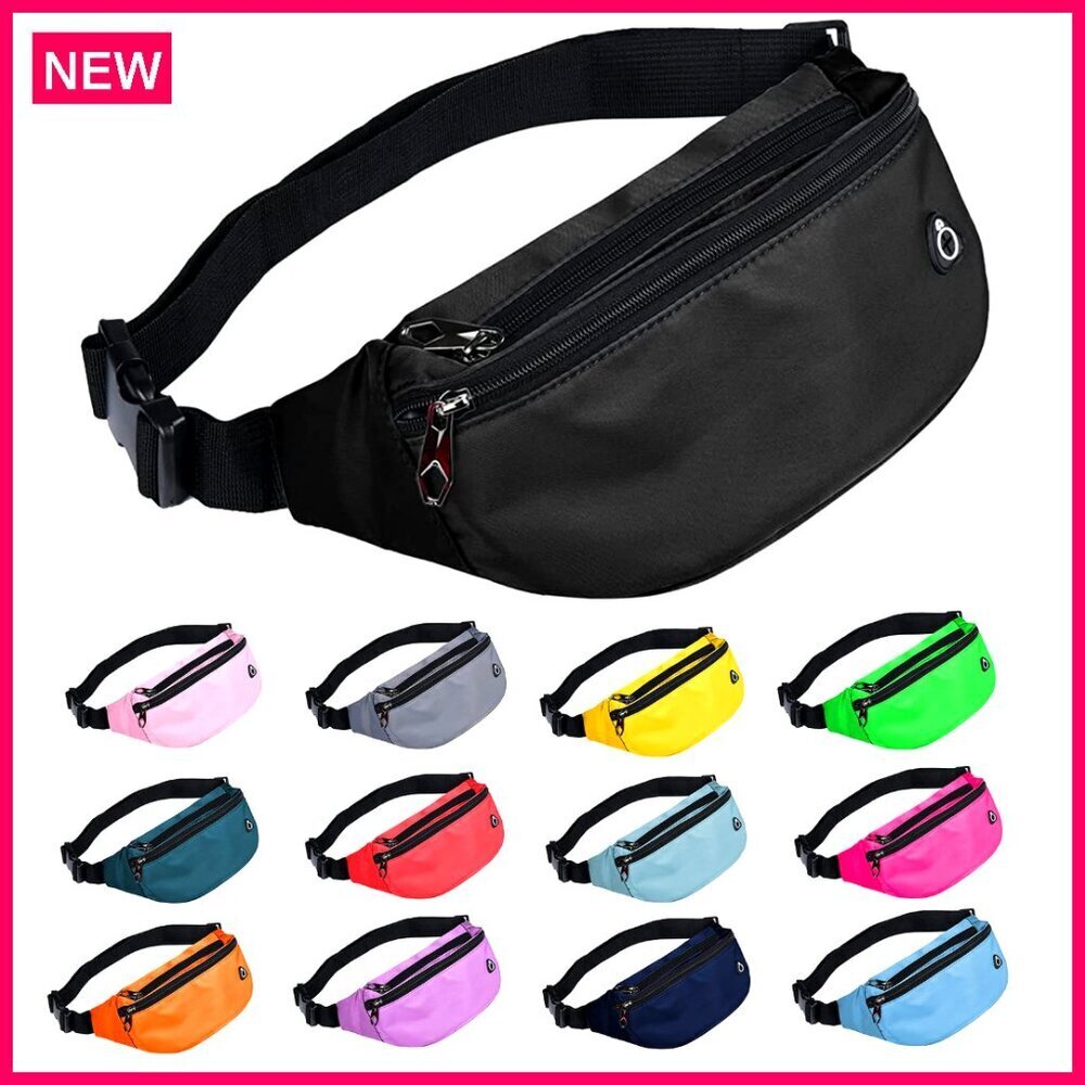 Waterproof Sports Waist Pack with 3 Compartments for Travel Hiking Running